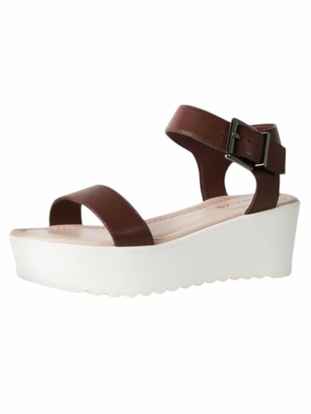J. Adams Surf Platform Sandal Tan Brown Vegan Leather Buckle Wedge 11 NWT